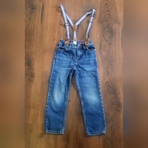 Carter's Straight Leg Blue Jeans with Striped Suspenders